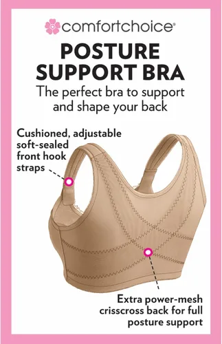 Vista 6 de Comfort Choice Brasier de postura sin aros con cierre frontal para mujer, talla grande, cierre frontal, correas anchas ajustables