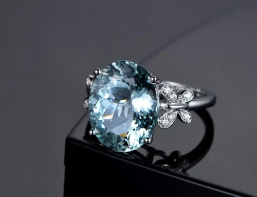 Vista 5 de Wenbin Anillo de topacio de piedra natural para mujer, anillo de lazo de topacio azul, anillo de plata de ley 925, anillo de compromiso ovalado