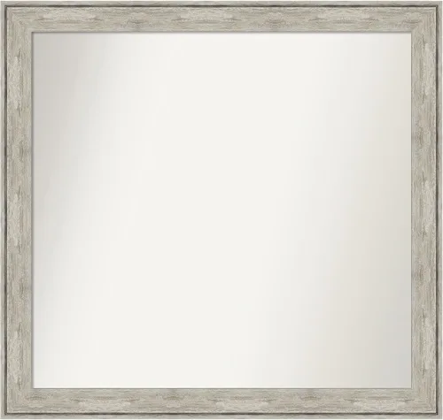 Vista 89 de Amanti Art Espejo de baño plateado para sobre el fregadero, 28 x 37 pulgadas, elegante espejo rectangular de peltre cepillado, marco de madera