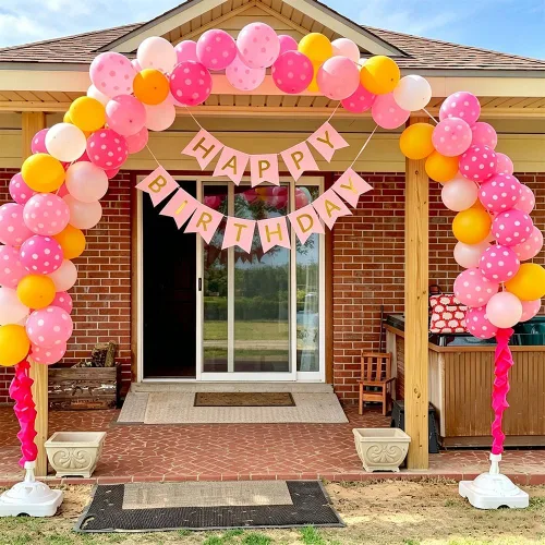 Vista 2 de AnnoDee - Globos de látex de lunares rosas de 12 pulgadas, 50