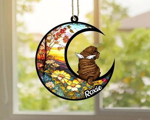 Vista 655 de LOVELYPOD Adorno de Navidad personalizado para perro Basset Hound (marrón) Basset Hound (marrón) adorno para atrapasoles de perro, razas de perros