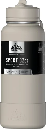Vista 24 de Hydrapeak Botella de agua deportiva aislada de 32 onzas con tapa con popote, a prueba de fugas y derrames, mantiene las bebidas frías durante 24