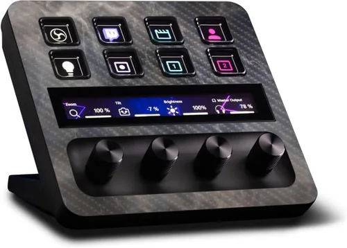 Vista 28 de MightySkins - Piel de fibra de carbono compatible con Elgato Stream Deck + - Morado sólido Acabado de fibra de carbono texturizado protector