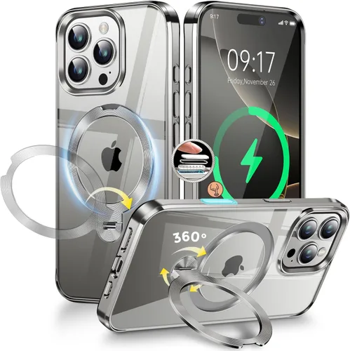 Vista 22 de Funda magnética de privacidad para iPhone 17 Pro Max [Cartulina Aurora con purpurina] [Soporte magnético invisible] protector de pantalla integrado