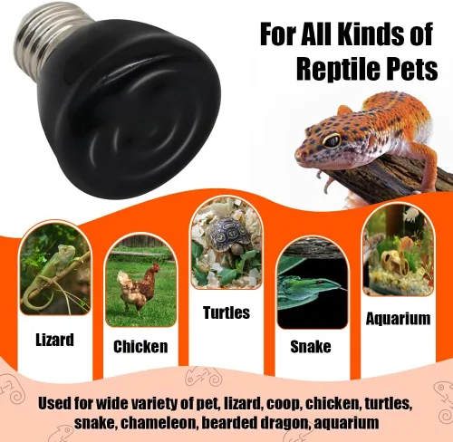 Vista 3 de Mini lámpara de calor para reptiles, emisor de calor infrarrojo de cerámica (paquete de 4) base E26/E27, AC110V, para mascotas, anfibios