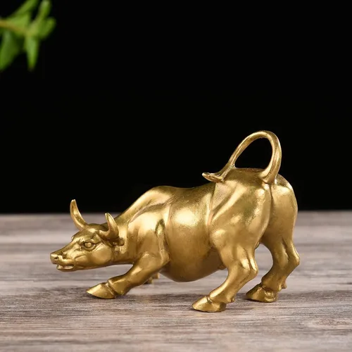 Vista 7 de BRASSTAR Latón Fengshui hecho a mano toro buey estatua encanto suerte riqueza estatuilla regalo de negocios decoración del hogar TQGJPT1