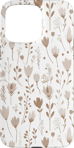 Vista 31 de Floral Flowers Wildflowers Garden Botanical Love Beige White Case for iPhone 16
