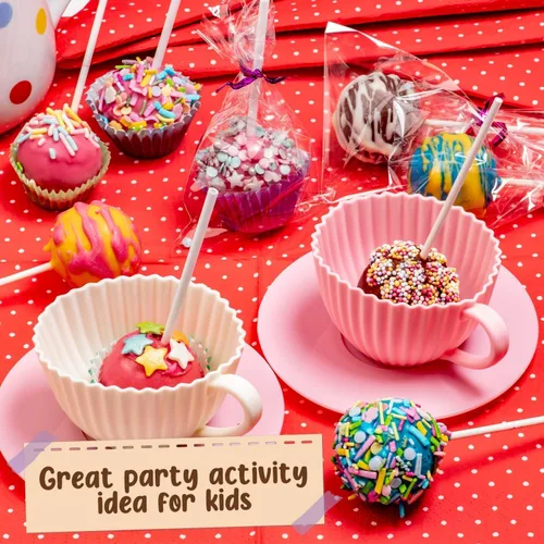 Vista 7 de GirlZone Kit de Cake Pop Craze, juego de hornear para niños de 10 a 12 años con molde para tartas, soporte, bolsas de regalo y bolígrafo decorativo