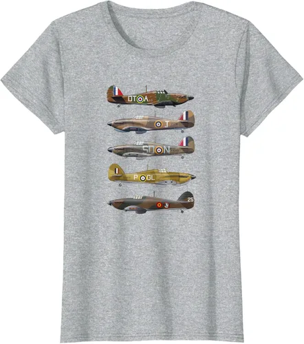 Vista 17 de Hawker Hurricane is a British WW2 camiseta de aviones de combate Negro