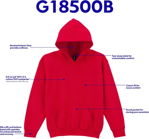 Vista 4 de Gildan - Sudadera juvenil con capucha, estilo G18500B