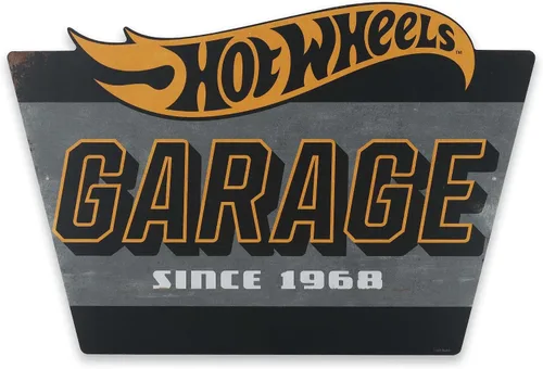 Vista 7 de Mattel Hot Wheels Thundershift 500 Letrero Redondo de Metal Vintage – Letrero de Hot Wheels para Dormitorio de Niños, Sala de Juegos o Caverna