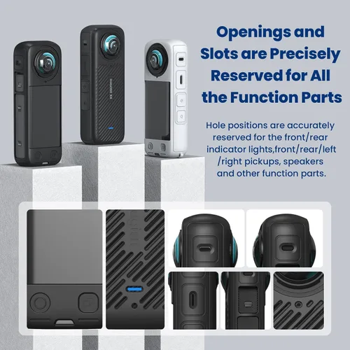 Vista 5 de Insta 360 X4 Lens Guards - Funda de silicona y protectores de pantalla compatibles con Insta360 X4