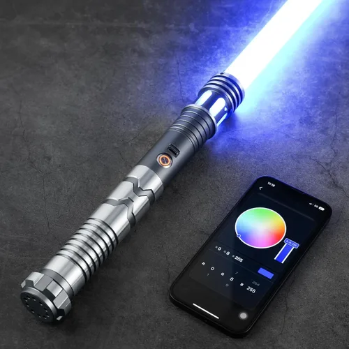 Vista 7 de CUSTOM SABER Sable de luz RGBX de balanceo suave, control de movimiento para encender/apagar la hoja, sable de luz con 16 fuentes de sonido, soporte