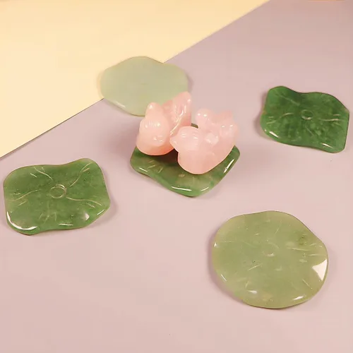 Vista 5 de YGLINE Figura de cuarzo rosa natural con patos mandarinas, Feng Shui, pájaros amorosos en hoja de loto para amor y romance