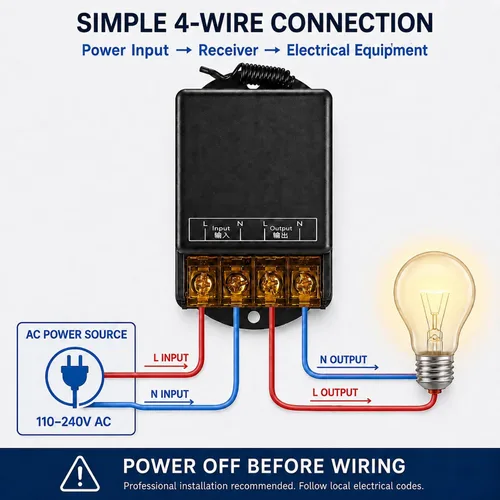 Vista 5 de Interruptor remoto inalámbrico, 110 V/120 V/240 V/30 A Relé Interruptor RF inalámbrico para electrodomésticos, bomba, luces de techo y equipos Negro