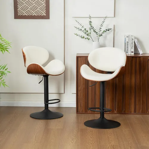 Vista 8 de Kidol & Shellder Taburetes de bar individuales grandes con respaldo de 21 pulgadas, sillas de bar modernas giratorias de altura ajustable, taburetes
