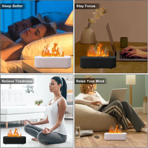 Vista 5 de Humidificador de llama de fuego colorido: Difusores de aerosol de aceite esencial de aroma de 8.8 fl oz, humidificador ultrasónico de volcán