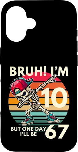 Vista 32 de Bruh I'm 10 But One-Day I'll Be 67 Retro 10th Birthday Kids Case for iPhone 17