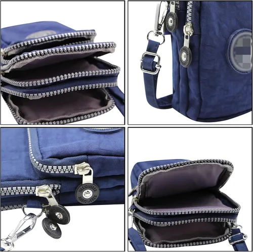 Vista 4 de ZGMYC Bolsa de 3 capas para teléfono celular, bolso de pulsera impermeable deportivo para el hombro, cartera