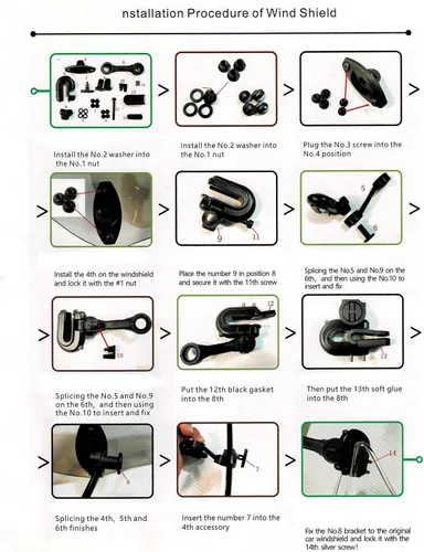Vista 6 de Deflector de alerón de extensión de parabrisas con clip ajustable para motocicleta (gris)