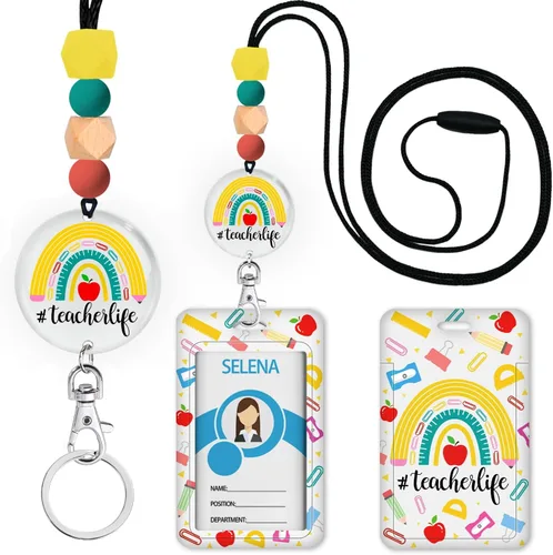 Vista 31 de Cordones para Profesores de Concienciación sobre el Autismo para Tarjetas de Identificación y Llaves, Lindo Cordón de Silicona con Cuentas Separable