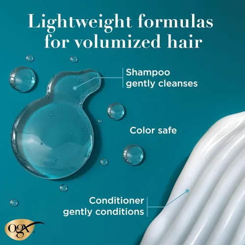 Vista 3 de OGX Espeso y Abundante + Biotina y Colágeno para Volumen y Cuerpo del Cabello, Champú y Acondicionador Voluminizador Sin Sulfatos para Cabello Fino