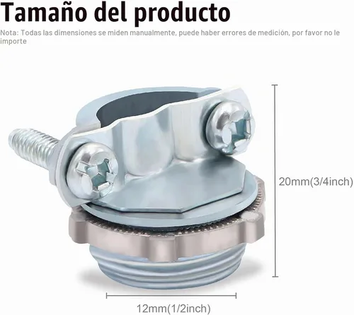 Vista 6 de 12 unids 1/2 pulgada tipo abrazadera conectores de cable para conducto metálico proteger cables plata-zinc 1/2 pulgada - 12 piezas