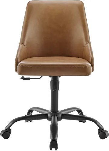 Vista 6 de Modway Designate - Silla giratoria de piel vegana en color negro y marrón