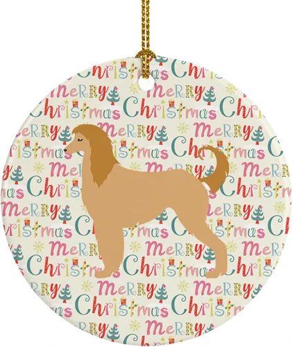 Vista 82 de Caroline's Treasures Affenpinscher - Adorno de cerámica con texto en inglés "Merry Christmas", multicolor para colgar en el árbol de Navidad