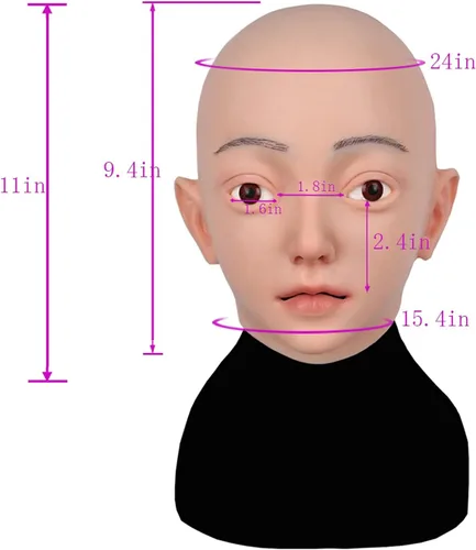 Vista 6 de Máscara de cabeza femenina realista de silicona suave, hecha a mano, para crossdresser transgénero, disfraces de Halloween, cosplay