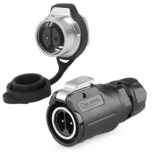 Vista 9 de CNLINKO Conector de cable eléctrico para exteriores M16 de 2 pines, resistente a la vibración IP67/IP65, para panel de enchufe industrial