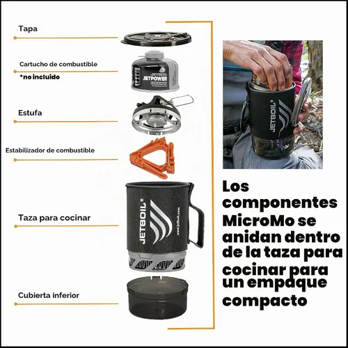 Vista 4 de Jetboil MicroMo - Sistema de cocina ligero de precisión para acampar y mochilero con control de calor ajustable