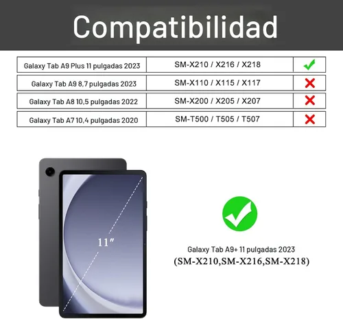 Vista 2 de Funda Soke para Samsung Galaxy Tab A9 Plus 2023, con soporte incorporado, funda protectora resistente a golpes para Galaxy Tab A9+ de 11 pulgadas
