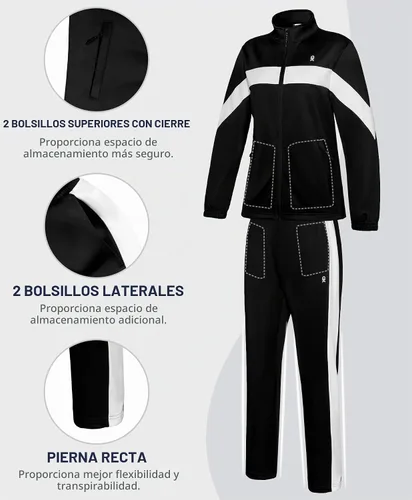 Vista 4 de Little Donkey Andy Conjunto deportivo de 2 piezas para mujer Negro