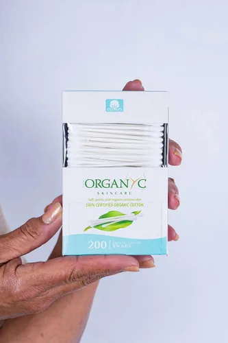 Vista 5 de Organyc - Hisopos de algodón orgánico 100% certificado - Sin materiales hechos a mano, 200 unidades (paquete de 6)