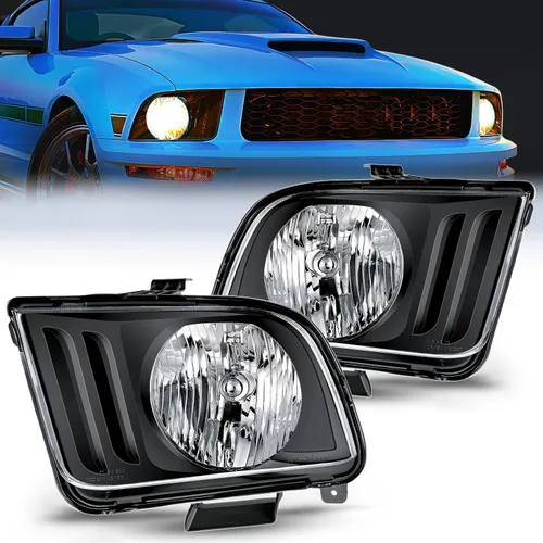 Vista 10 de Nilight Conjunto de faros delanteros para Ford Mustang Pickup Truck 2010 2011 2012 2013 2014 repuesto de faro carcasa negra reflector ámbar lado