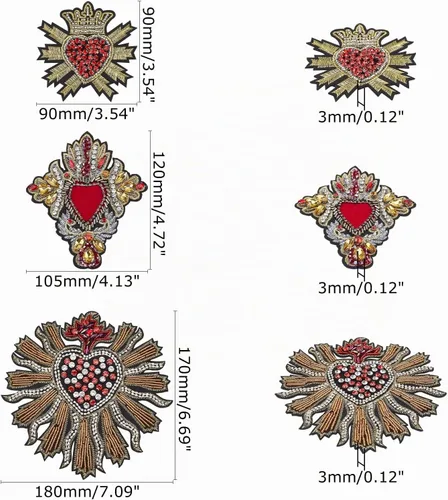 Vista 3 de INFUNLY Parches de lentejuelas con cuentas, 3 parches geniales para chaquetas, parches de corazón de diamantes de imitación, parches para coser