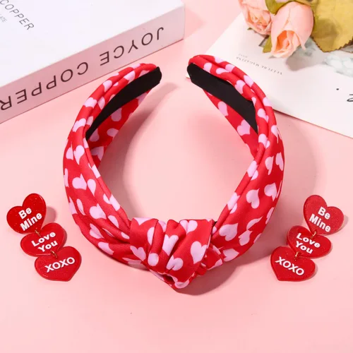 Vista 95 de YAHPERN Diadema para el día de San Valentín para mujer, colorida diadema de algodón con estampado de corazón de conversación XOXO Love, diadema