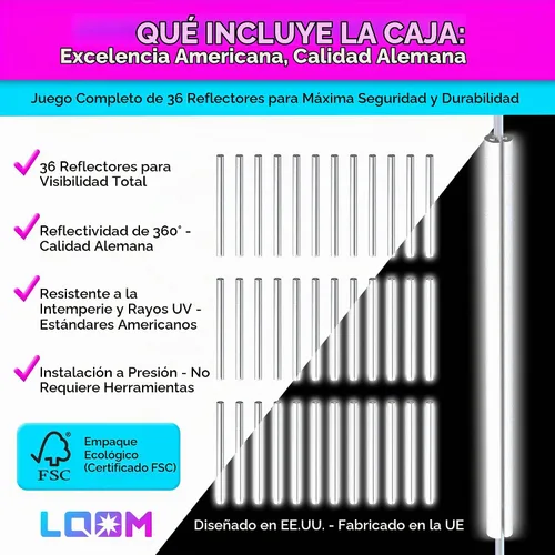 Vista 4 de LOOM® Juego de reflectores de radios para bicicleta, 36 piezas, 3.1 in
