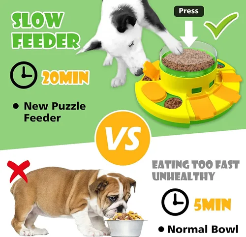 Vista 3 de Juguete alimentador de rompecabezas para perros, juguete verde de alimentación lenta para perros para entrenamiento de coeficiente intelectual