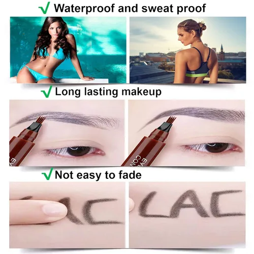 Vista 7 de 3 lápices de cejas negros para mujer, impermeables, de larga duración, lápiz de cejas Microblading para cejas fácil crear maquillaje natural de cejas