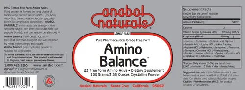 Vista 3 de Anabol Naturals Pila de energía: Amino Balance 3.53 oz Pure Powder & Creapure Creatine 3.53 oz Pure Powder