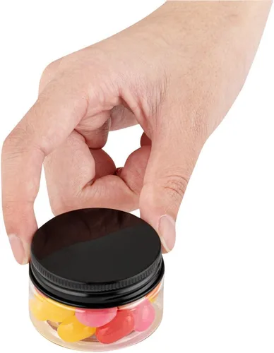 Vista 6 de Restaurantware RW Base Tarros de caramelo de 1 onza 10 recipientes de almacenamiento de cocina duraderos – Tarros redondos herméticos de plástico