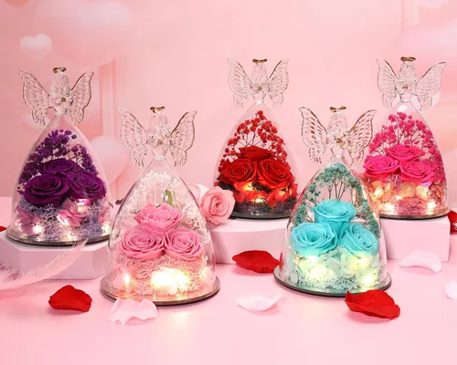 Vista 4 de Ocosy Regalos de rosas para el Día de la Madre para ella, regalos de rosas grandes para mujeres, rosas reales para siempre en figuras de ángel
