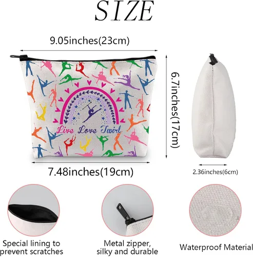 Vista 4 de WSNANG Baton Twirler Bolsa de cosméticos Live Love Twirler Bolsa de maquillaje Twirler Regalo para mamá Regalo de Baton Girando Regalo Gimnasta
