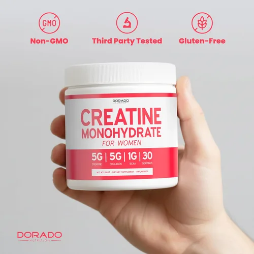 Vista 7 de Creatina para Mujeres Polvo de Monohidrato de Creatina 5G + 5000mg de Colágeno + 1000mg de BCAA 2:1:1 en Polvo (30 Porciones) Apoyo para Glúteos
