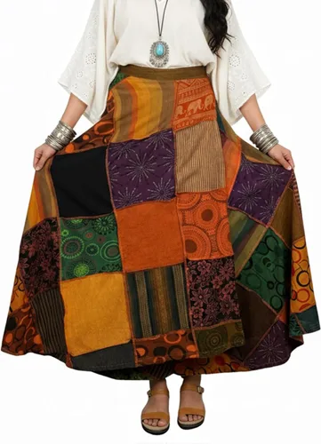 Vista 14 de Agan - Falda larga envolvente bohemia para mujer, falda larga de verano de Multi 1