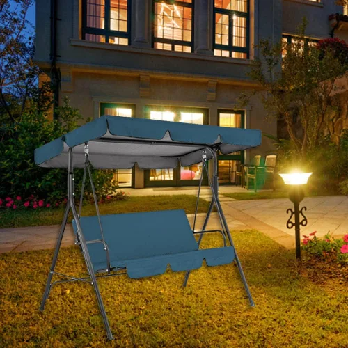 Vista 5 de ikasus Toldo de repuesto para columpio al aire libre, 65 x 45 pulgadas, cubierta superior de porche y funda de asiento, tela Oxford, jardín, patio