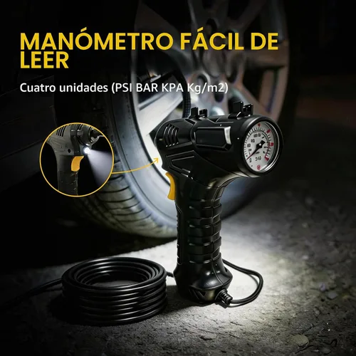Vista 5 de Compresor de aire portátil, inflador de neumáticos de 12V DC
