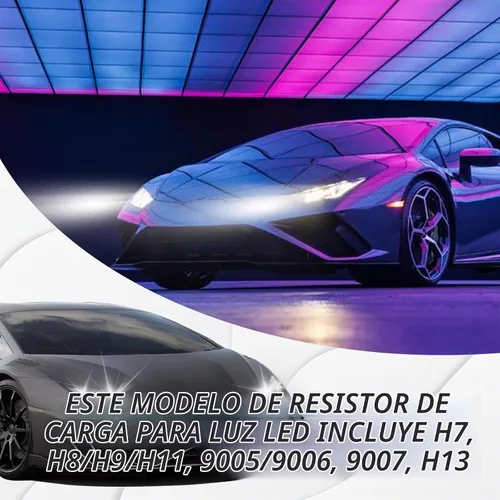 Vista 5 de 2 piezas de decodificador de faros LED para automóvil, kit de conversión de resistencia de intermitentes HID LED 9006/9005, decodificador
